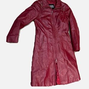 Gianni Versace red leather long coat